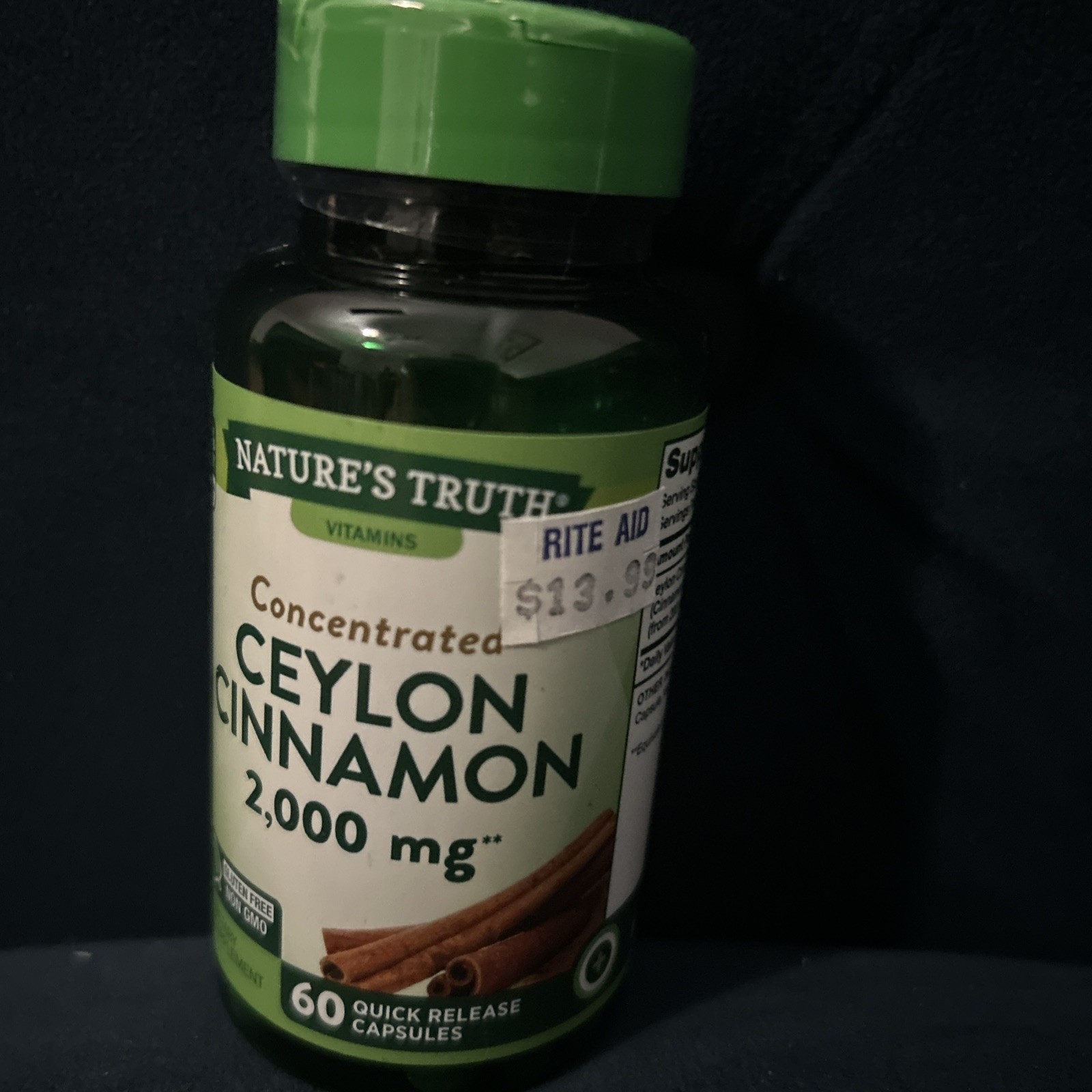 Ceylon Cinnamon Capsules Organic 2000mg Extract Pills Tablets (60ct) 12/2026