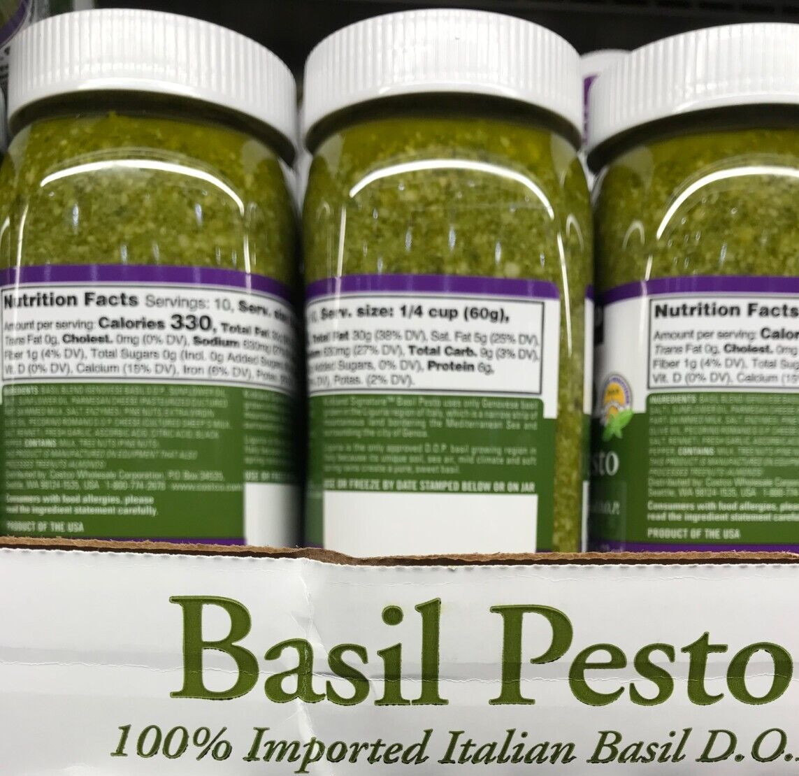 2 Pack Kirkland Signature Imported Basil Pesto 22 oz each jar 624 g ea