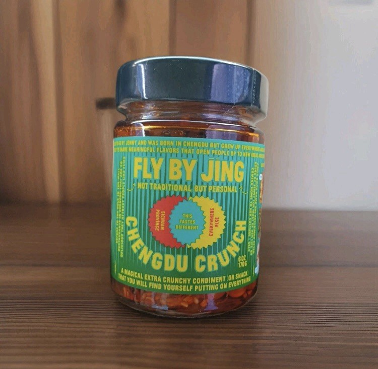 Fly By Jing CHENGDU Chili CRUNCH Sauce Glass Jar -Spicy Savory Umami-6oz./170g.