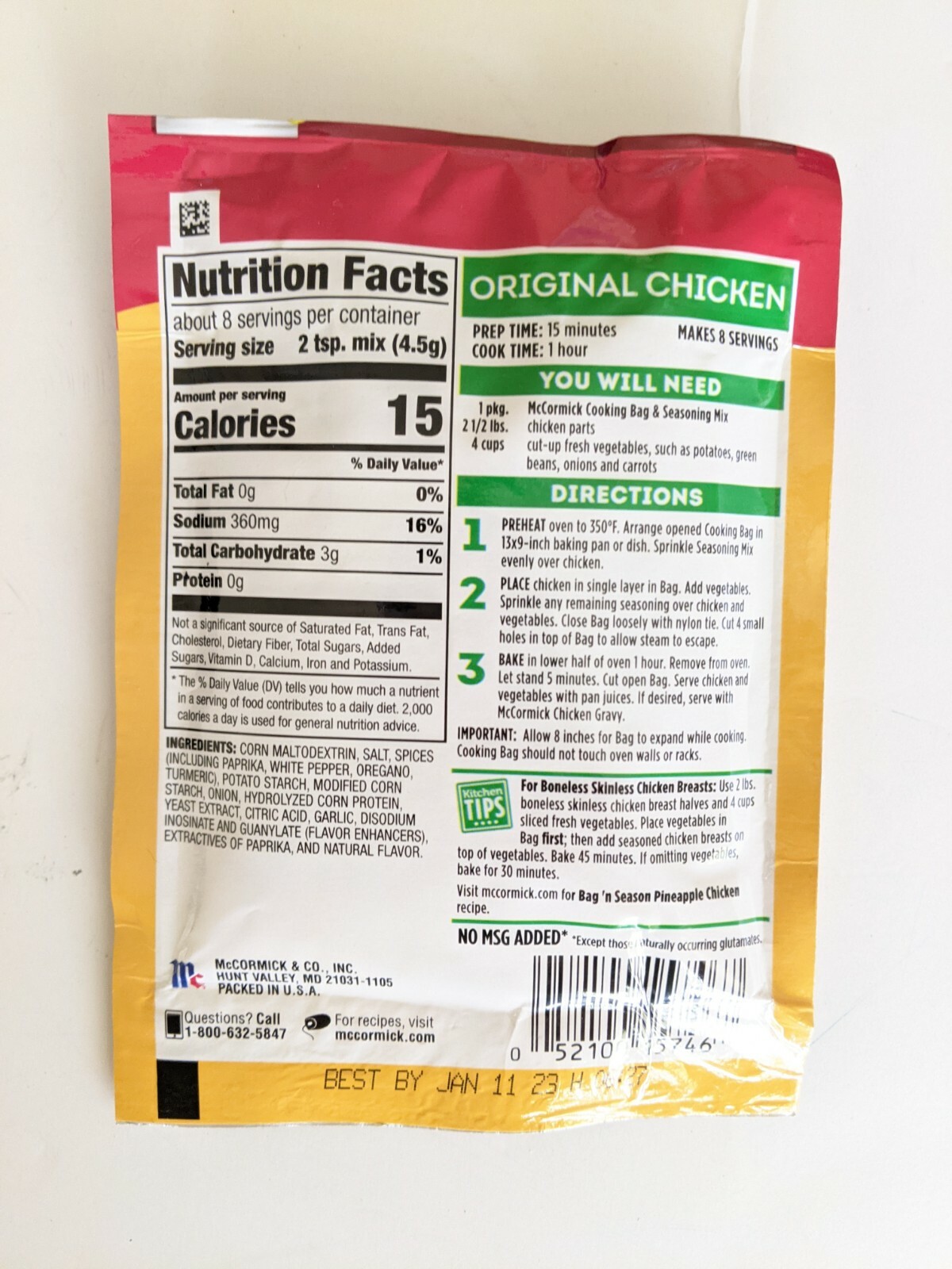 McCormick Bag’N Season Original Chicken Cooking Bag & Seasoning Mix (3 Pack)
