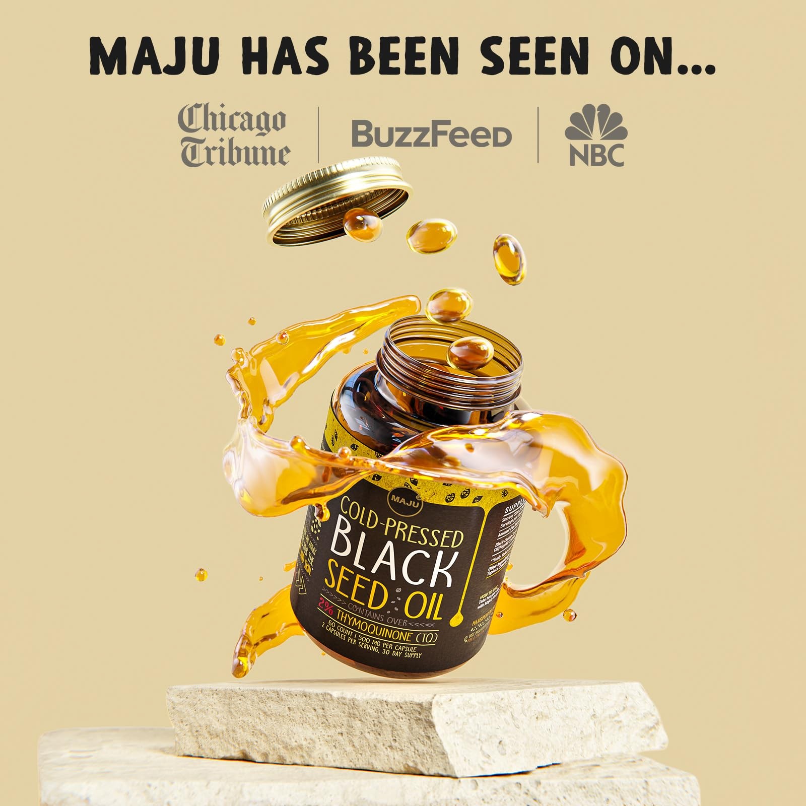 Maju Superfoods Black Seed Oil Capsules – Cold Pressed, 60 Count (Pack of 1)