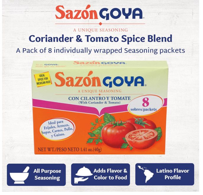 Sazón Cilantro and Tomato by Goya, All Purpose Mexican Seasoning 1.41oz 3 PACK