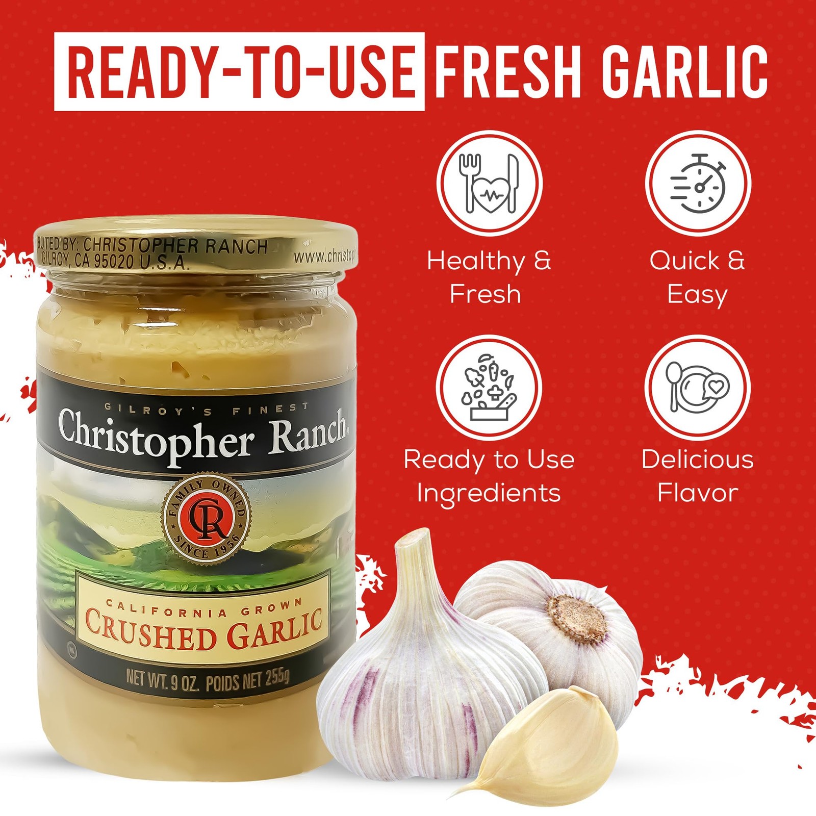 Christopher Ranch Crushed Garlic in Olive Oil, Heirloom 9 Ounce (Pack of 2)