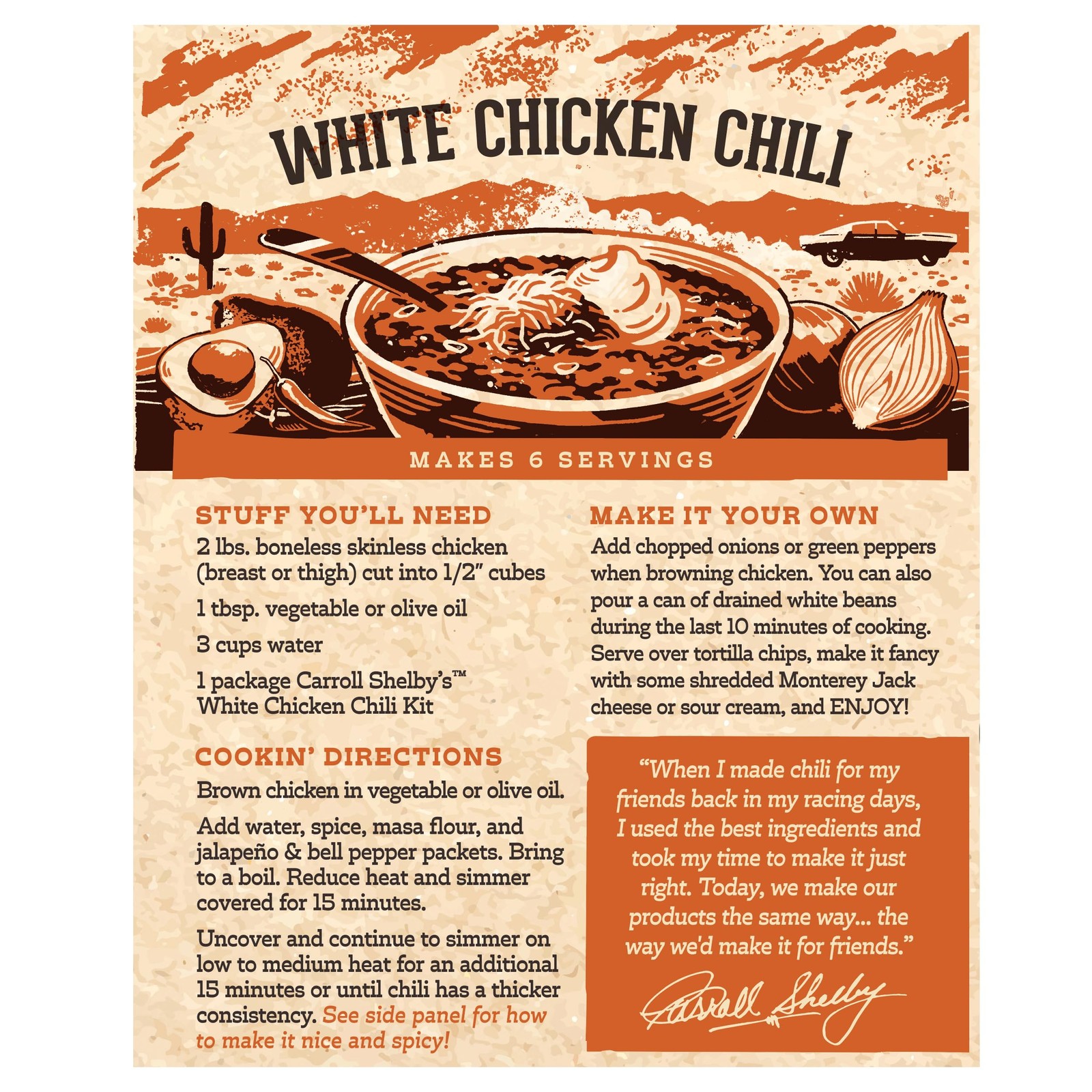 Carroll Shelby’s White Chicken Chili 3 Ounce (Pack of 8)