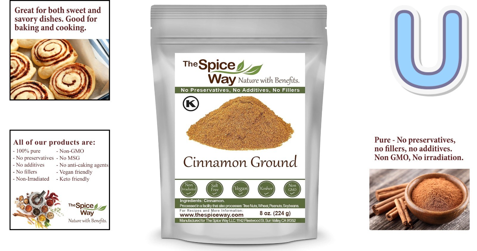 8 oz Non-GMO Ground Cinnamon Powder – Perfect for Baking and Cooking