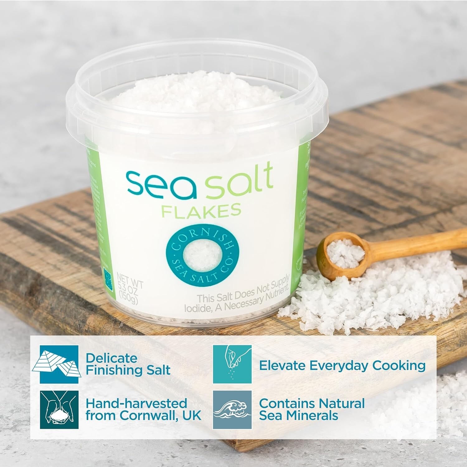 Cornish Sea Salt Mineral Flakes Hand-Harvested in Celtic Waters 5.3 oz