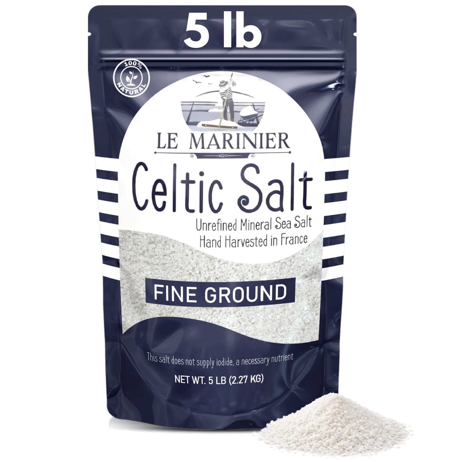 Le Marinier Celtic Salt Organic Grey Coarse, 5lb Mineral (Pack of 1)