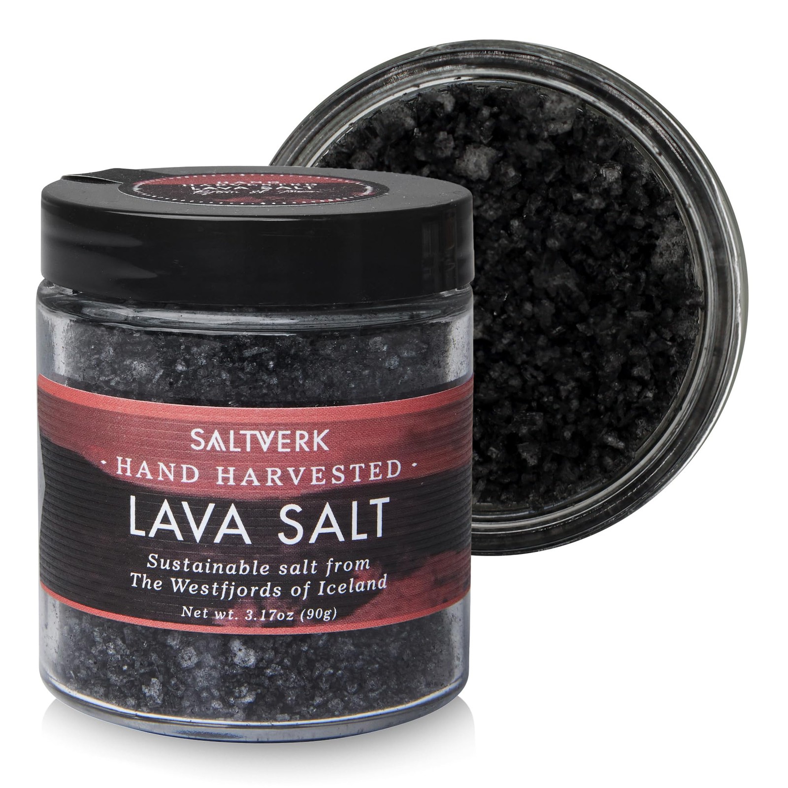 Lava Sea Salt – 3.17 Ounces Jar – Hand Harvested Gourmet – Sustainably Made