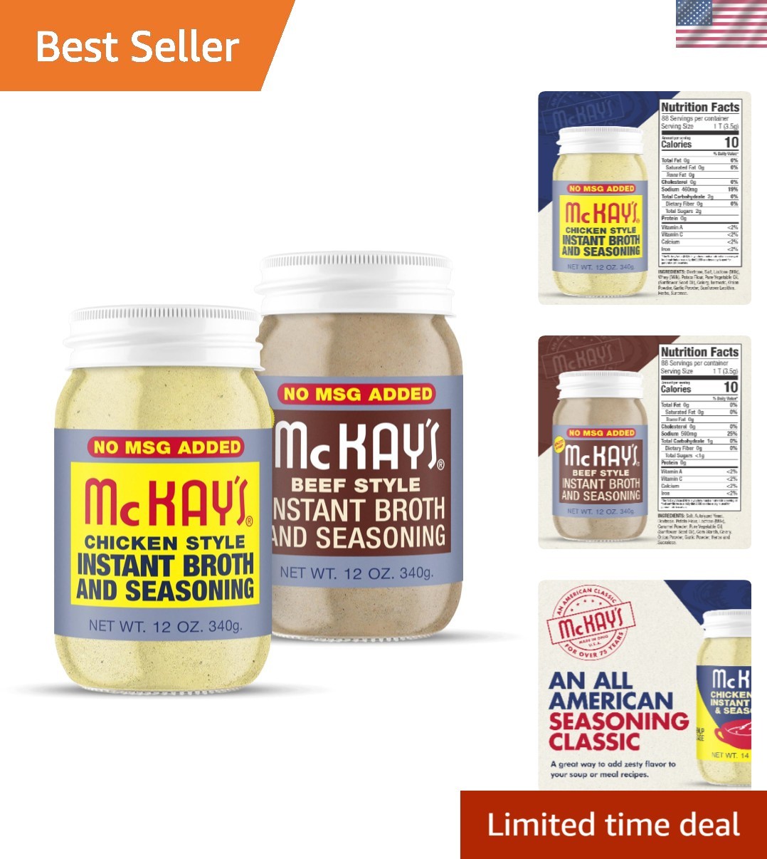 Chicken and Beef Flavored Soup Seasoning, Gluten Free, Vegetarian Instant Bro…
