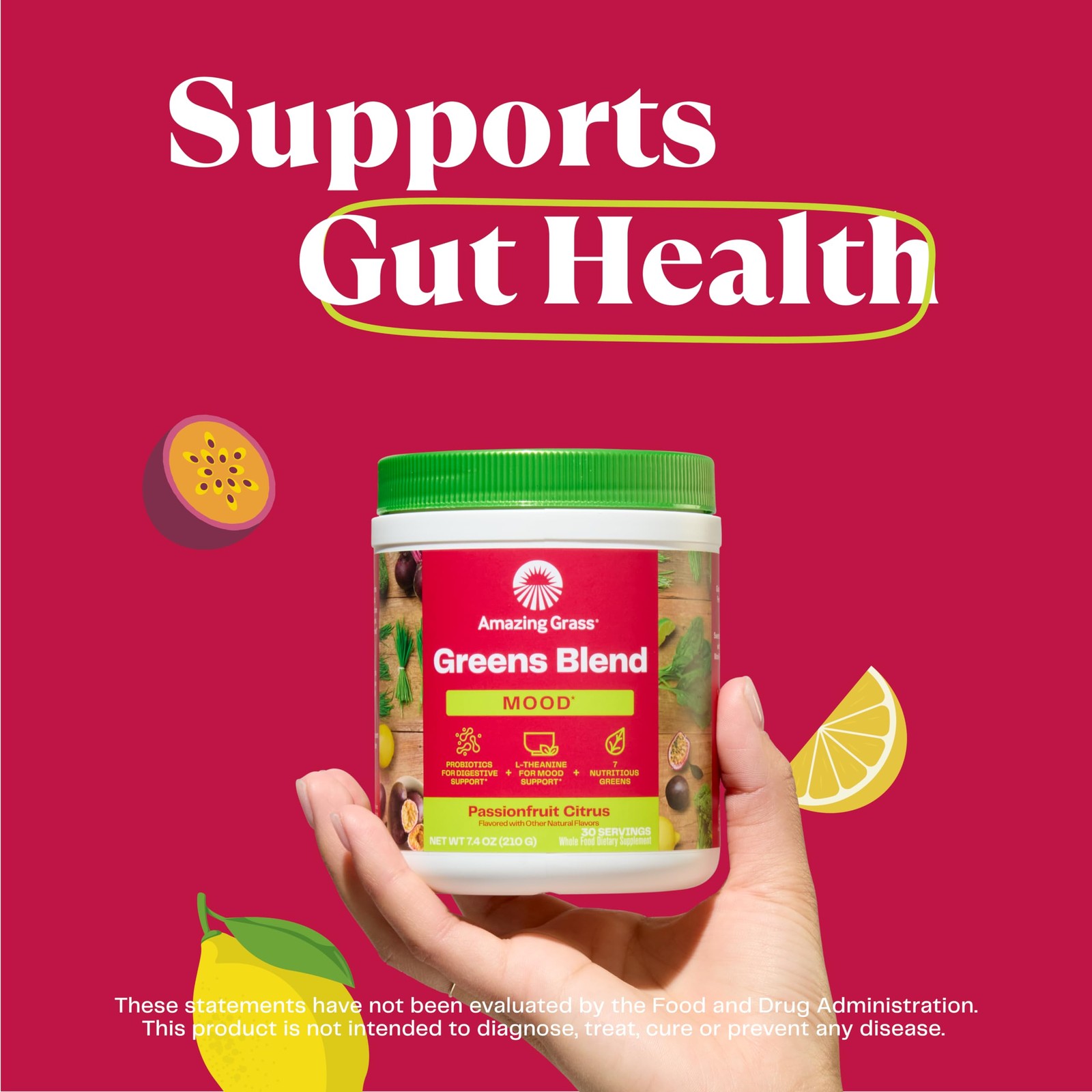Amazing Grass Greens Blend Mood, Super 7.4 Ounce (Pack of 1), No Color