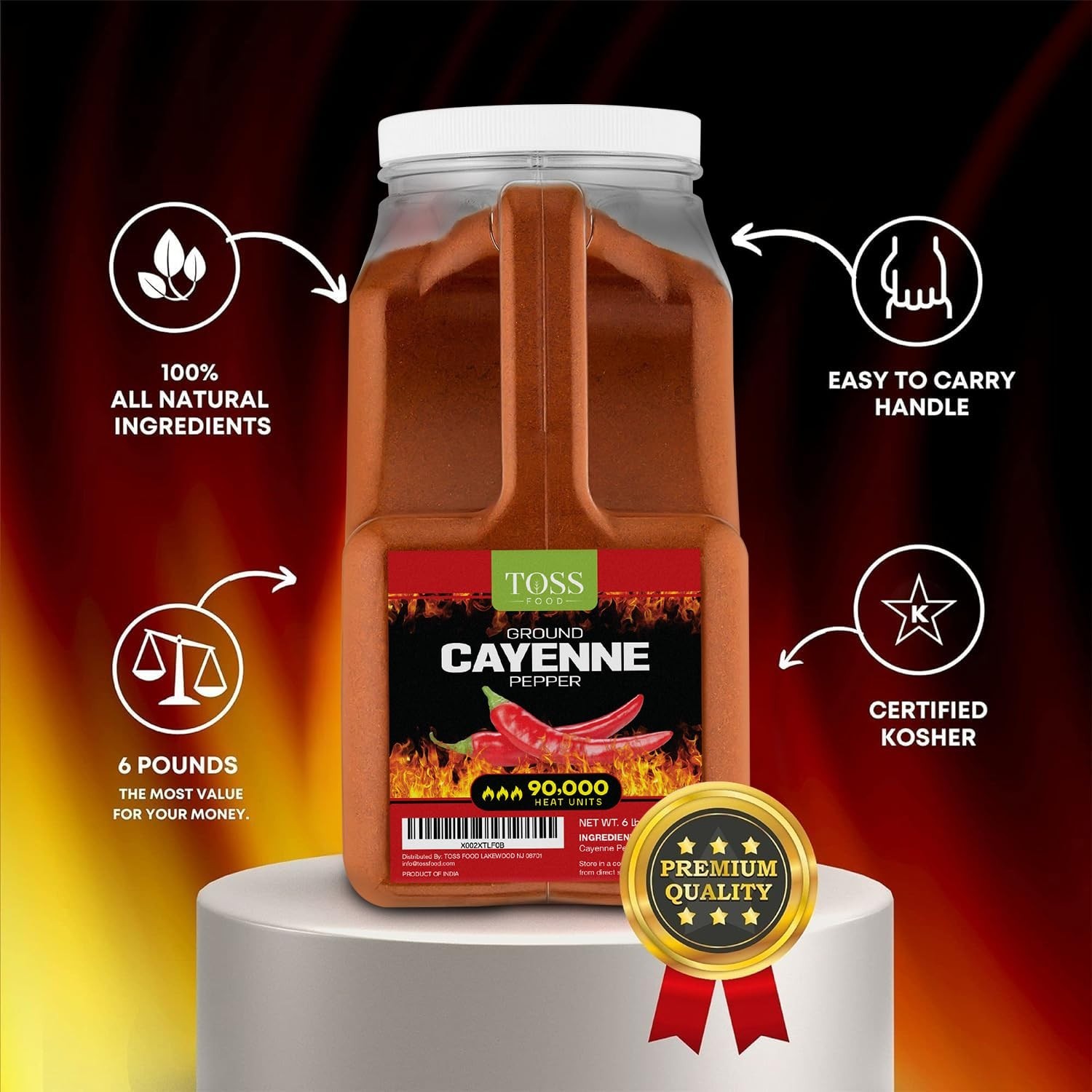 Certified Kosher 6lb Ground Cayenne Pepper 90000 Heat Units Value