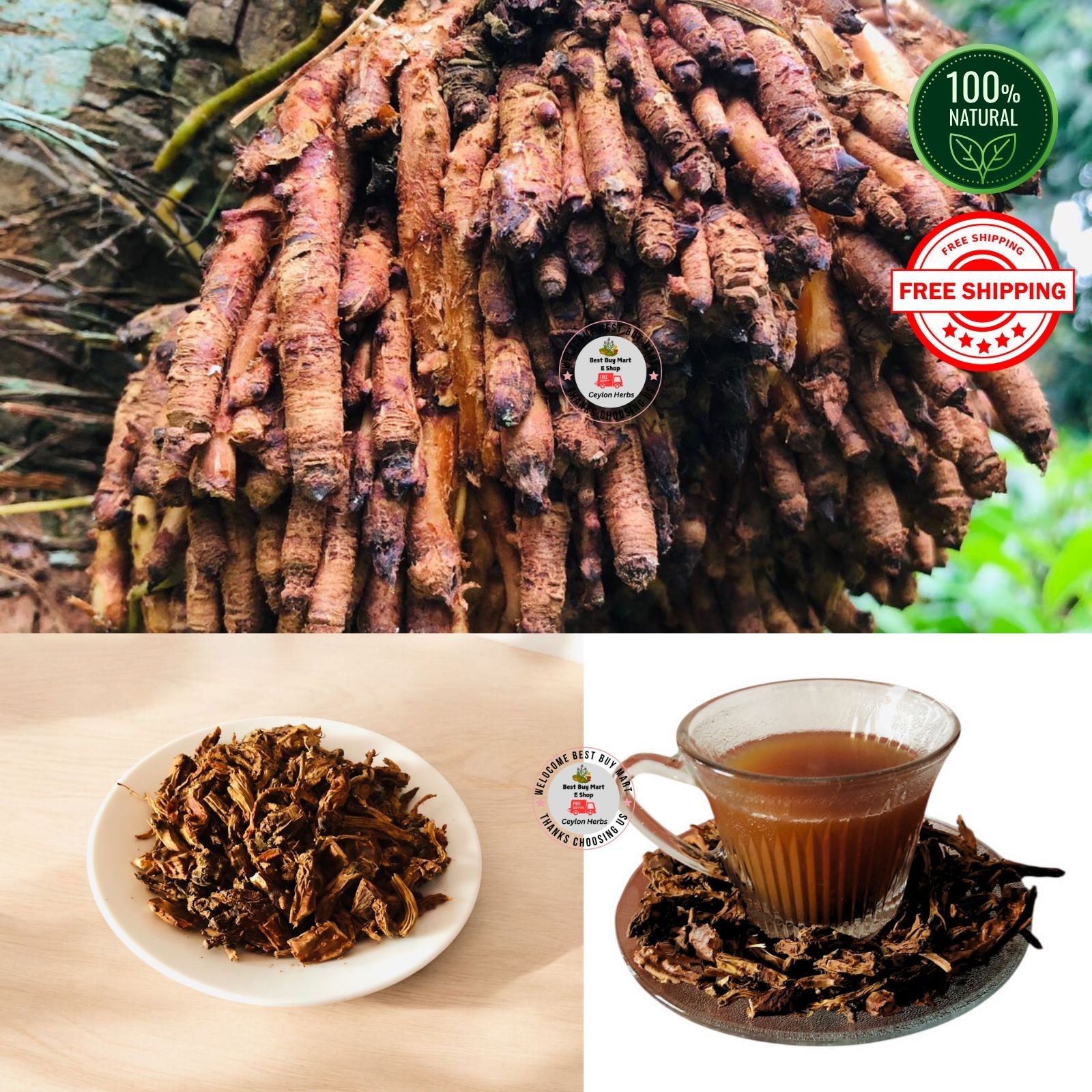 Ceylon Coconut Root Dried Herbal Remedy Natural Ayurvedic Detox Herbal Tea Make
