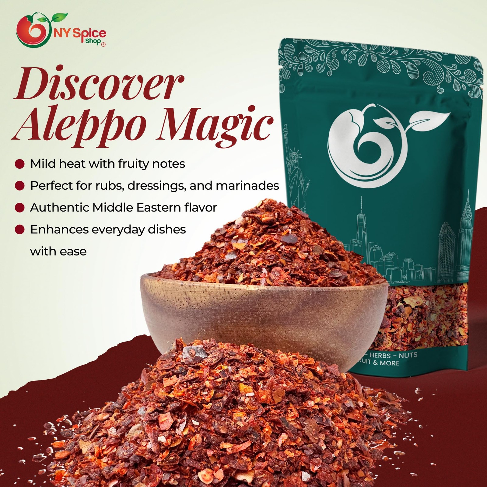 Aleppo Pepper – 8 Ounce Crushed Chili Aleppo Peppers Flakes – Red Aleppo Pepp…