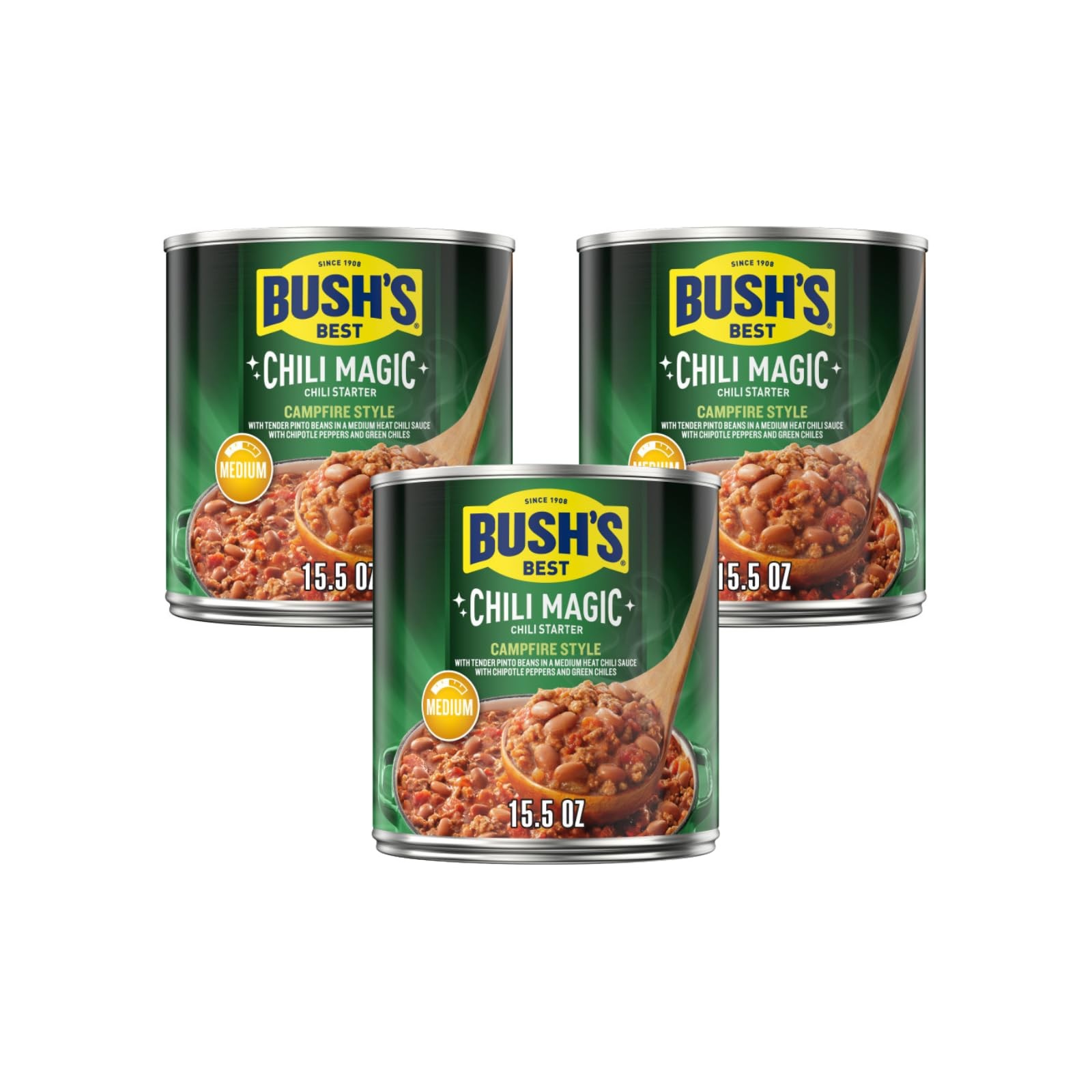 Bush’s Campfire Style Chili Magic Starter Pack 3 Cans 15.5 Oz Vegetarian Glut…