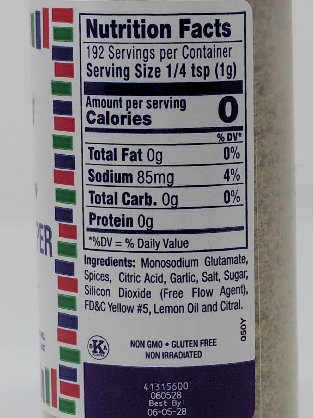 Bolner’s Fiesta Extra Fancy Lemon Pepper 6 Ounce Plastic Shaker