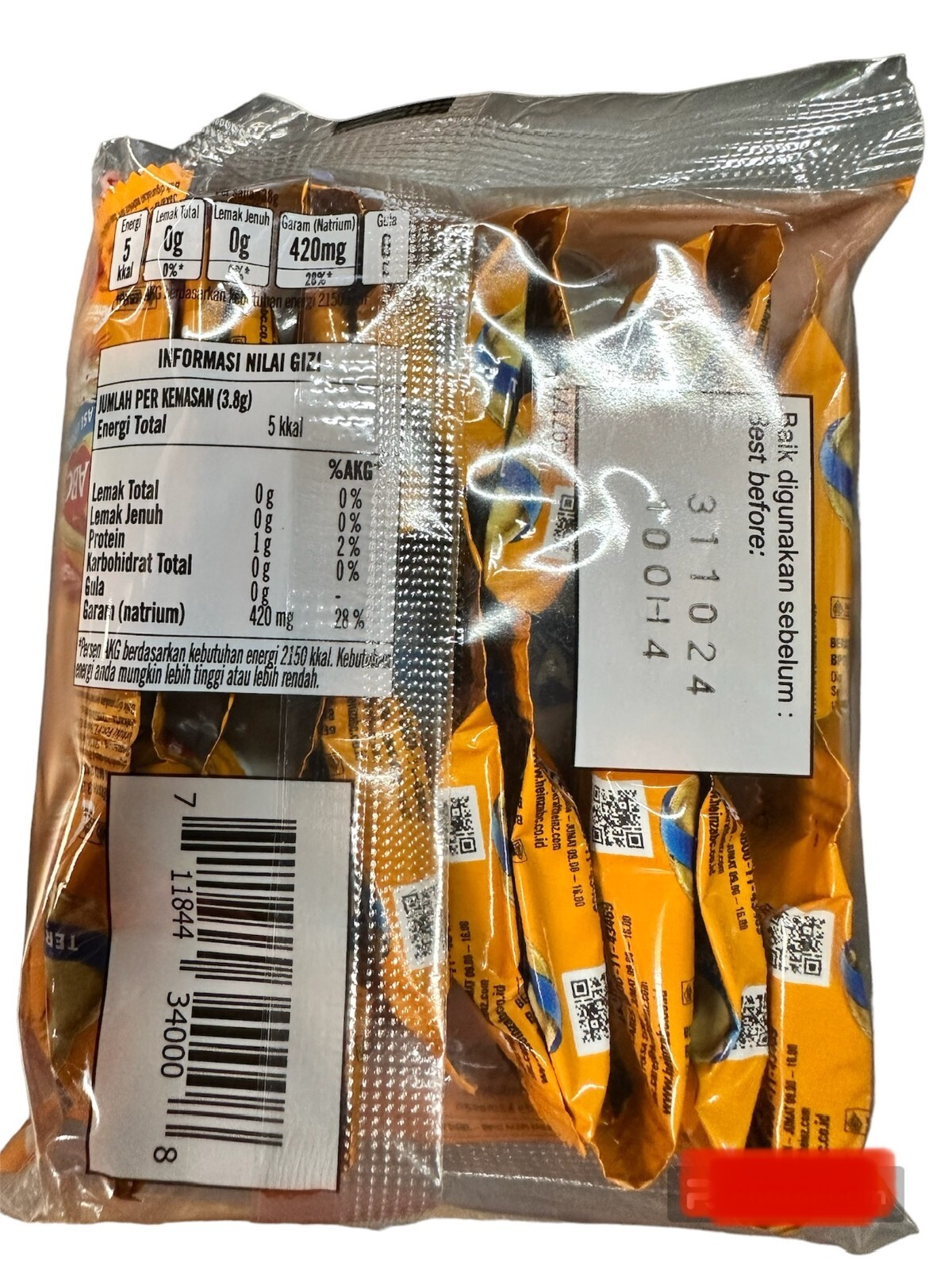 [ABC] Sambal Terasi Shrimp Paste Chili Rich in Taste 10Pcs @20Sachets @3.8gr