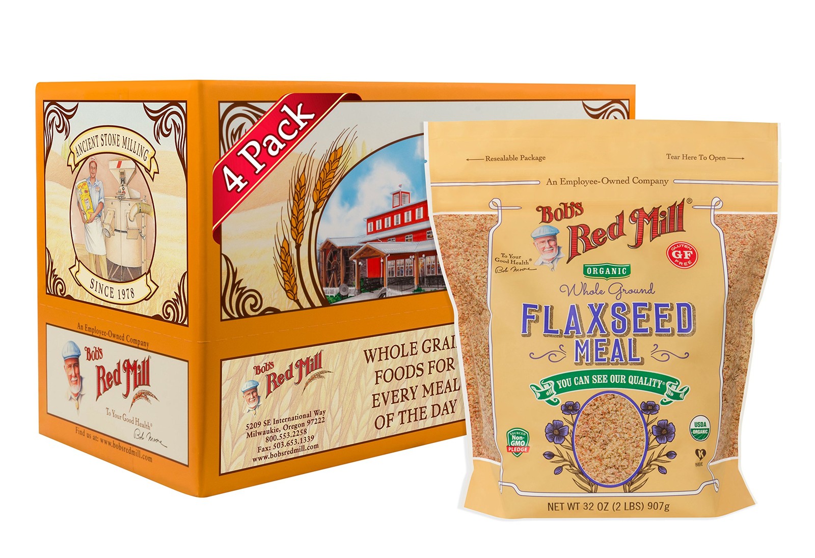 Organic Almond Flour Meal 32oz 4 Pack Baking Low Carb Keto Gluten Free