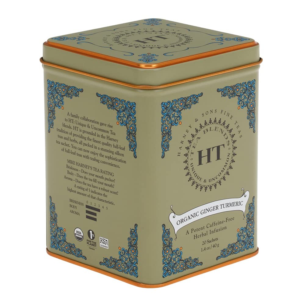 Harney & Sons HT Organic Ginger Turmeric Tea, 20 Count (Pack of 1),