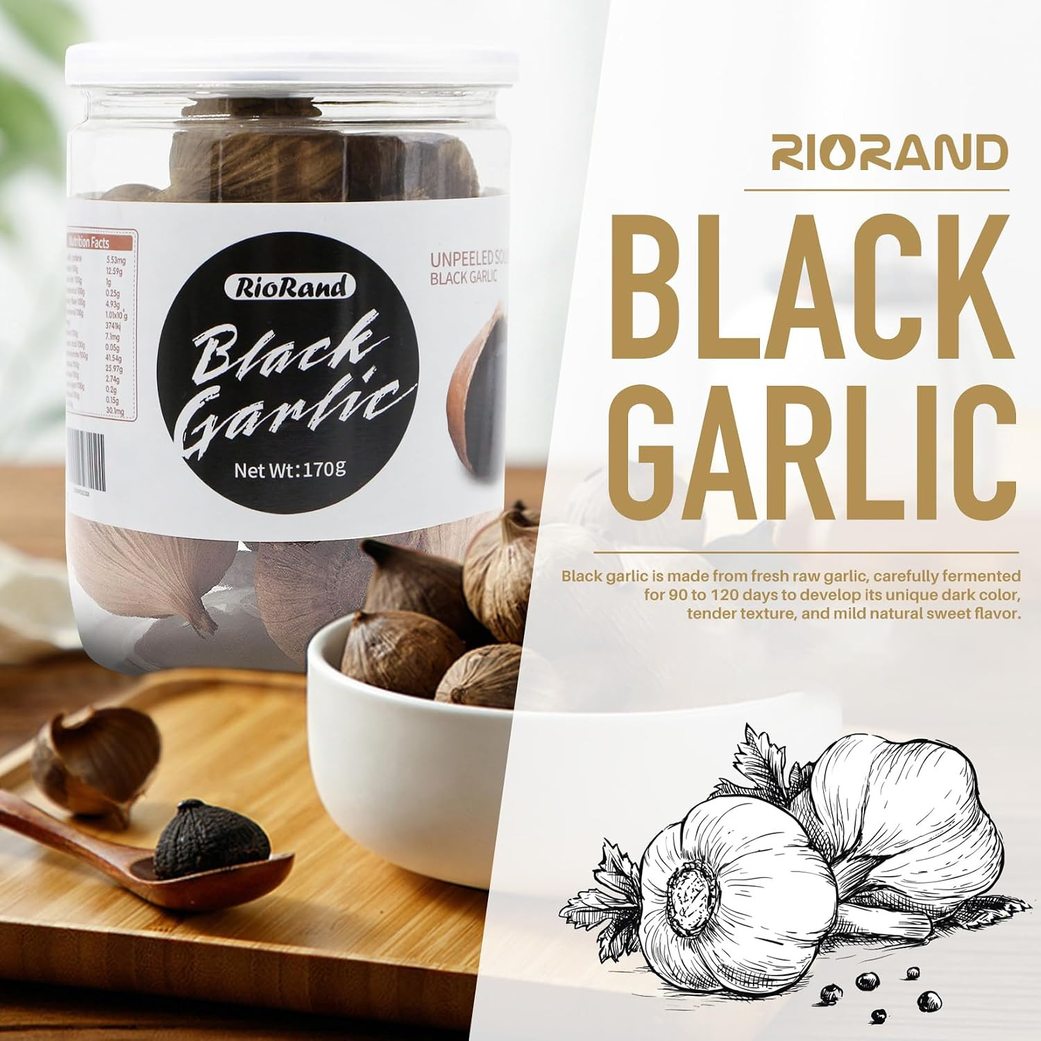 Black Garlic Whole & Peeled 90-Day Fermented No Added Preservatives Ready to …
