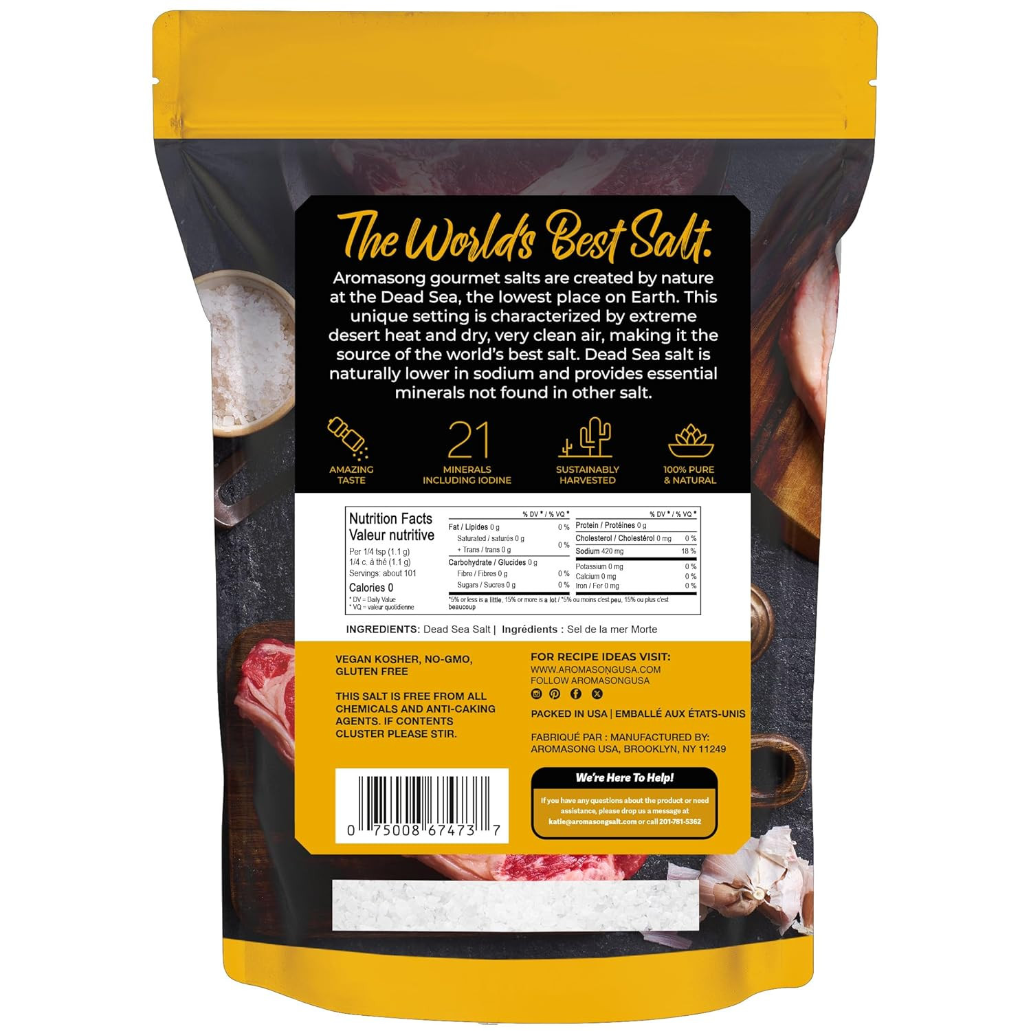 100% Natural Sea Salt, Kosher Salt Grain, Large Bulk 2.43 Lb Resealable Bag, All
