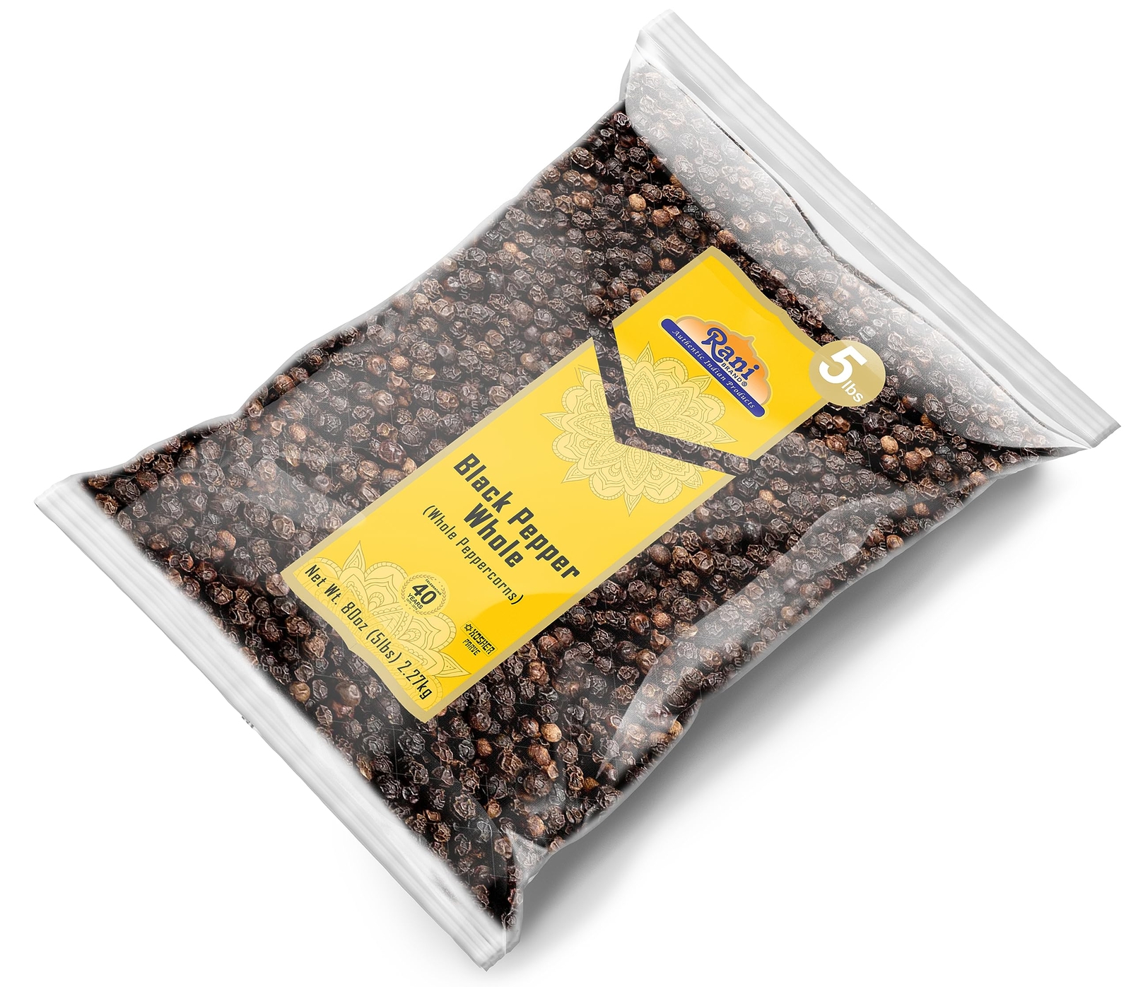 Rani Black Pepper Whole (Peppercorns) Premium Indian MG-1 Grade 80oz (5lbs)