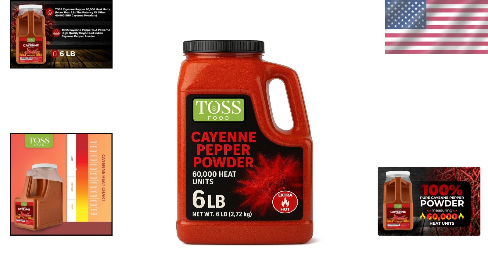 6lb Ground Cayenne Pepper Powder, 60,000 SHU, Certified Kosher