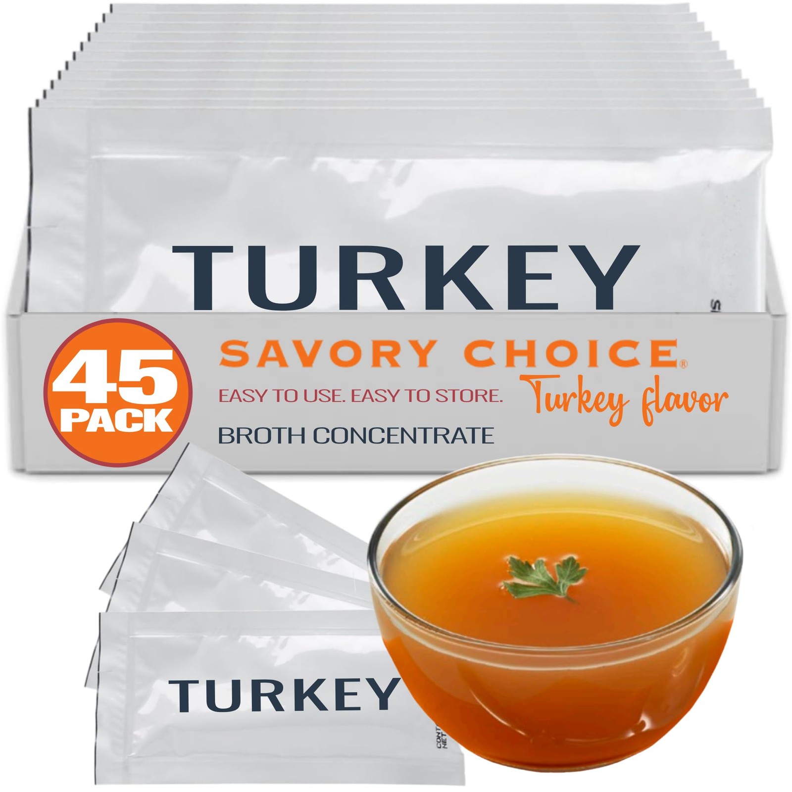 Turkey Broth Concentrates by Savory Choice, Gluten Free and No MSG, 50 Loose Sti