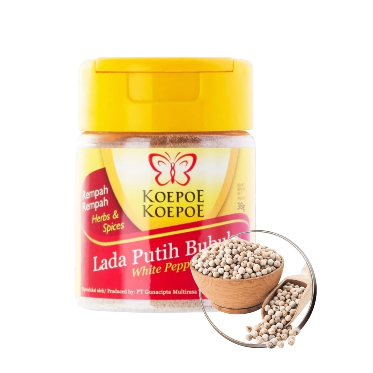 Koepoe Koepoe, Rempah Rempah, Lada Putih Bubuk, White Pepper, 38g (Pack of 1)