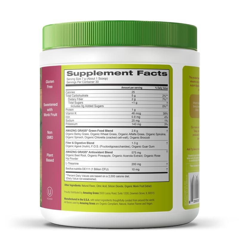 Amazing Grass Greens Blend Mood, Super 7.4 Ounce (Pack of 1), No Color