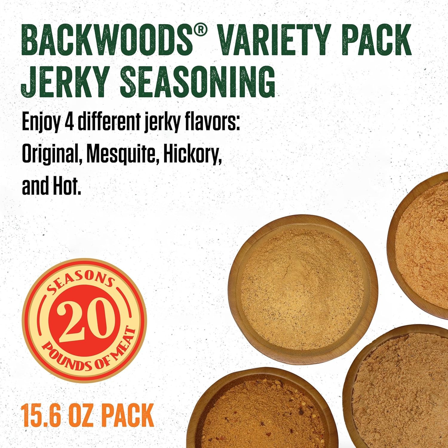 LEM Products Backwoods Jerky Seasoning Variety Pack, Includes Original, Hot, Mes