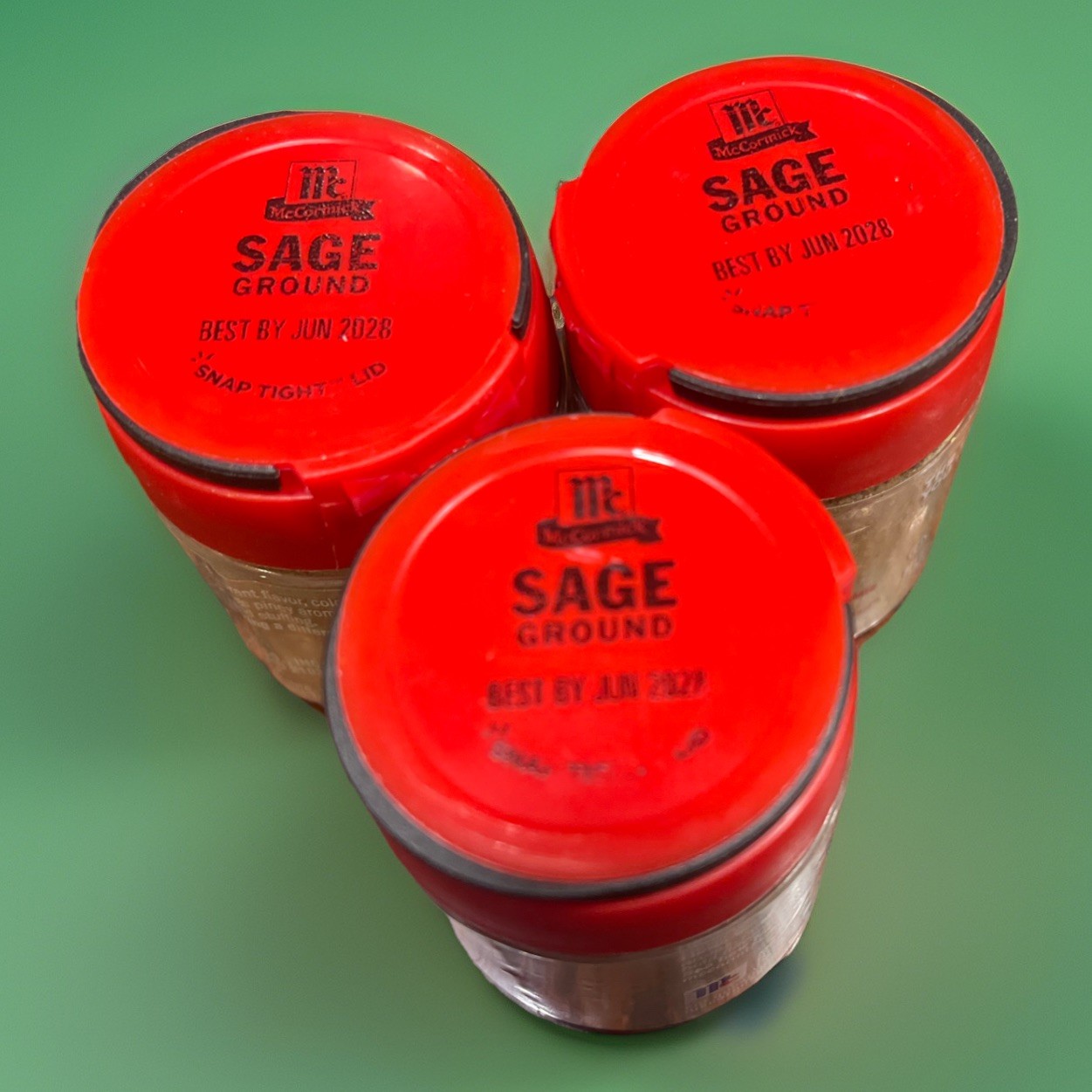 McCormick Ground Sage 0.6oz per NON-GMO 3 Pack Snap Tight Lid. Ships Free. 06/28