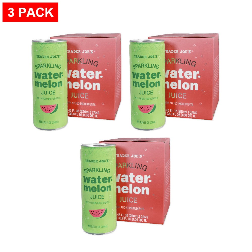 Trader Joe’s Sparkling Watermelon Juice 8.45 Fl Oz – Pack of 3