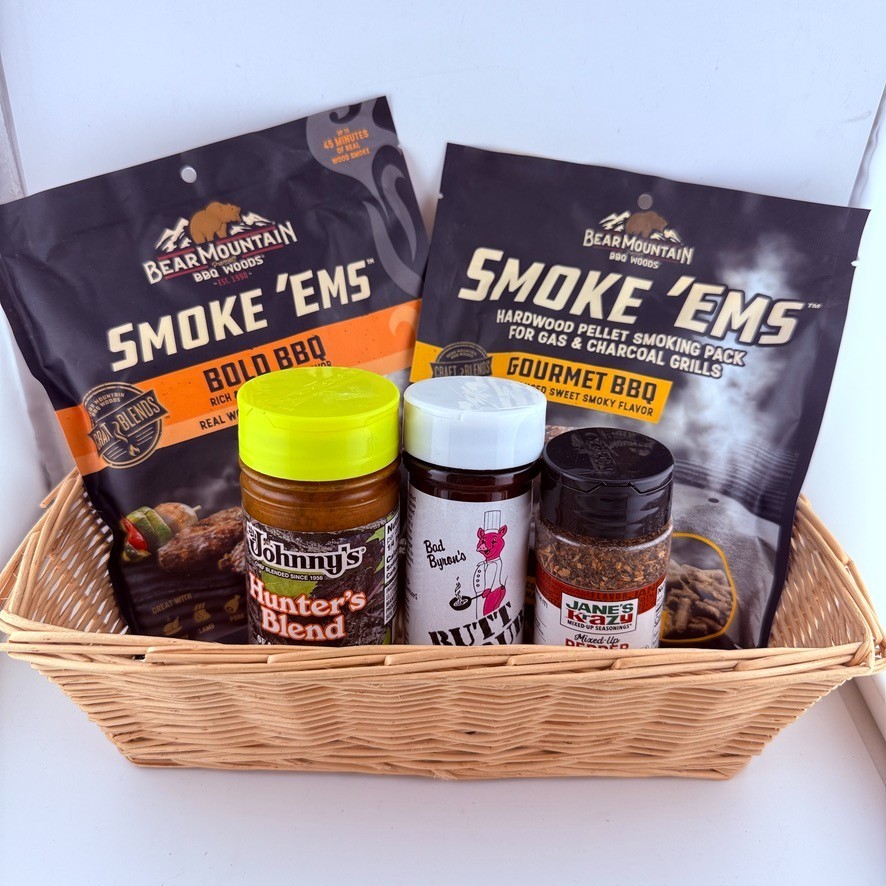 BBQ Spice Gift Basket Smoke Em Pellets Rubs Grilling Seasoning Set