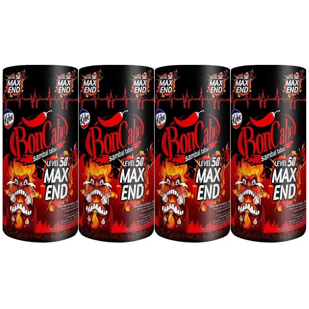 Kobe Bon Cabe Sambal Tabur Spicy Chili Sprinkle Level 50 Max End 30g (Pack of 4)