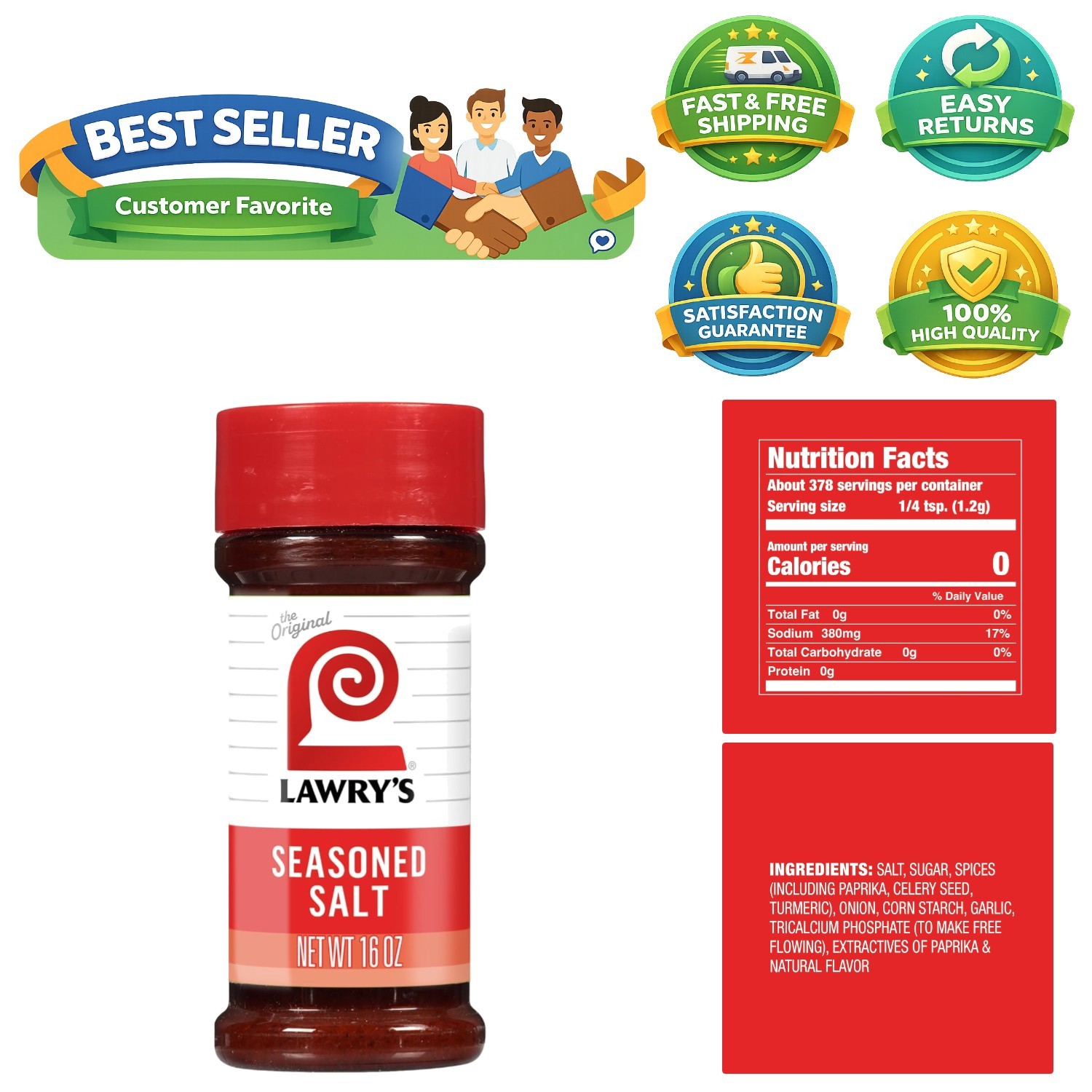 Elevate Your Cooking with Lawry’s 16 oz Seasoned Salt – Versatile, All-Purpose