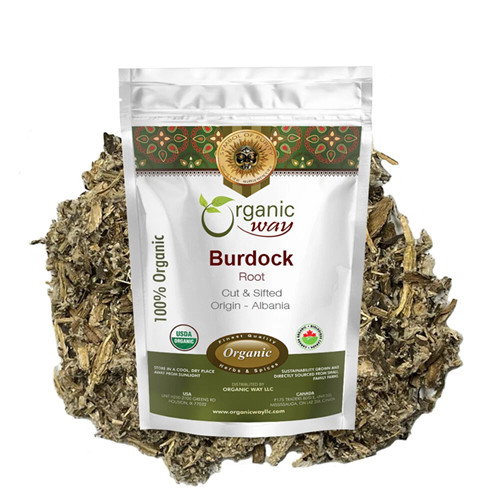 Organic Way Burdock Root Cut & Sifted Herbal Tea Kosher & USDA Certified