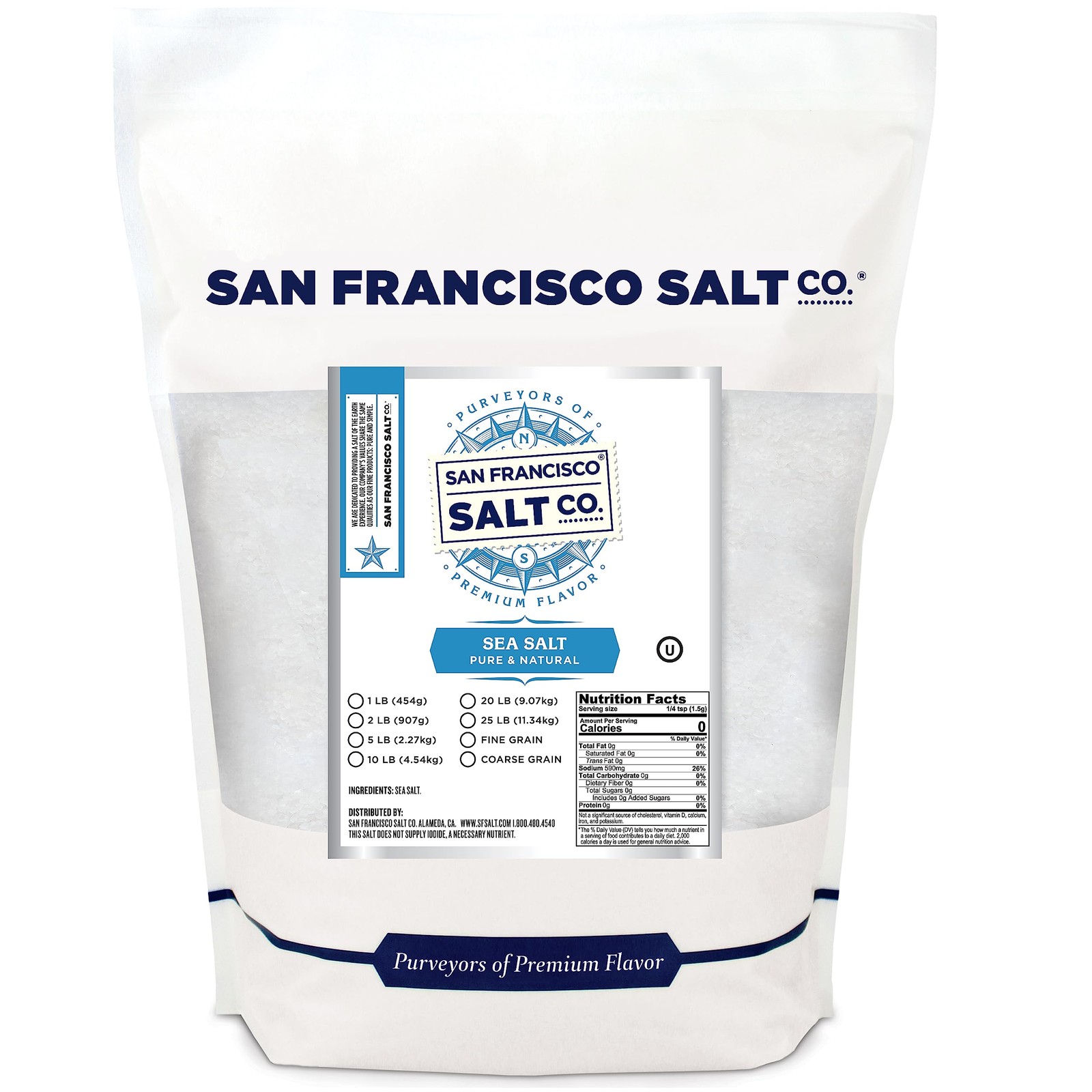 Pacific Sea Salt – 5 lbs. Bulk Medium Coarse Grain by