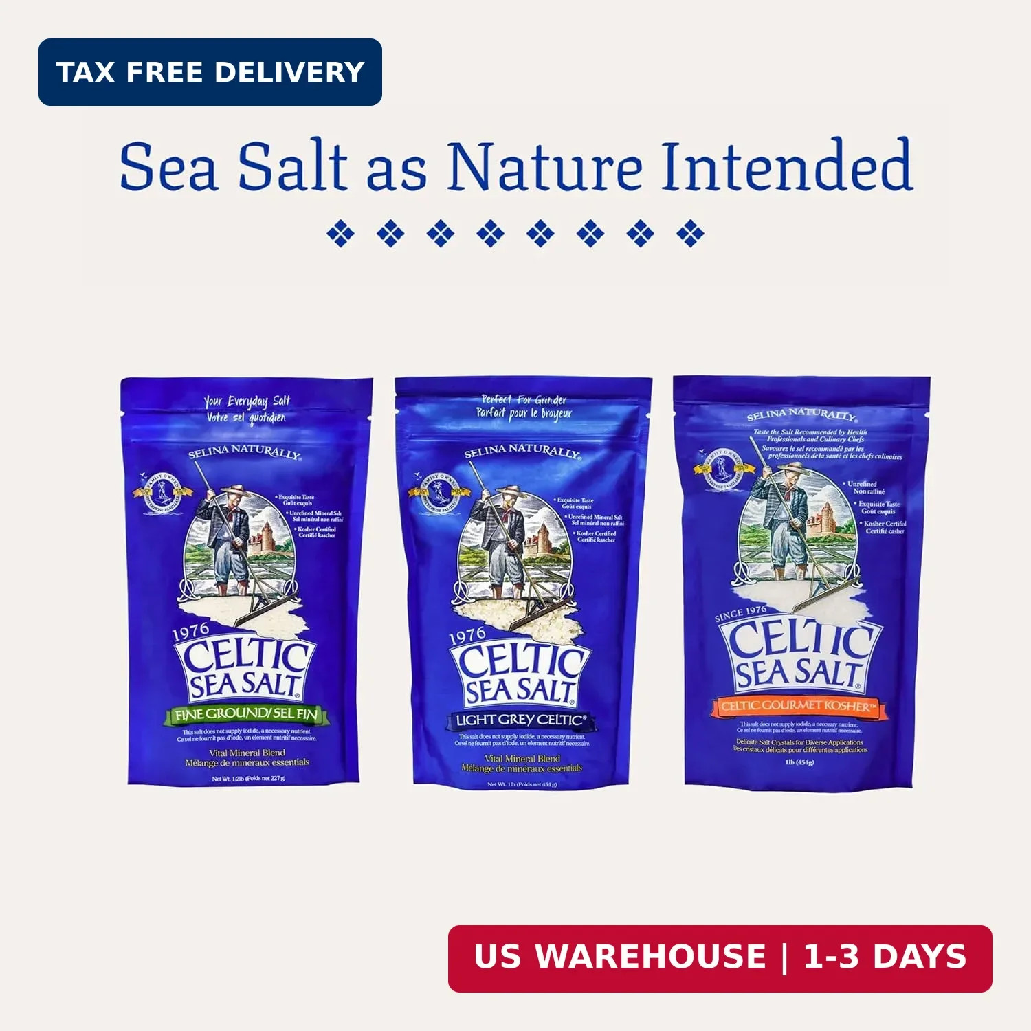 Celtic Sea Salt Fine Ground – Natural Mineral Salt, Sustainably Harvested, GMP C