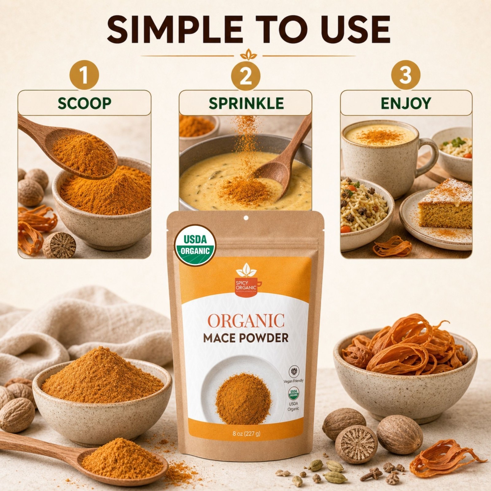 Spicy Organic Ground Mace Powder 20 lbs | USDA Organic