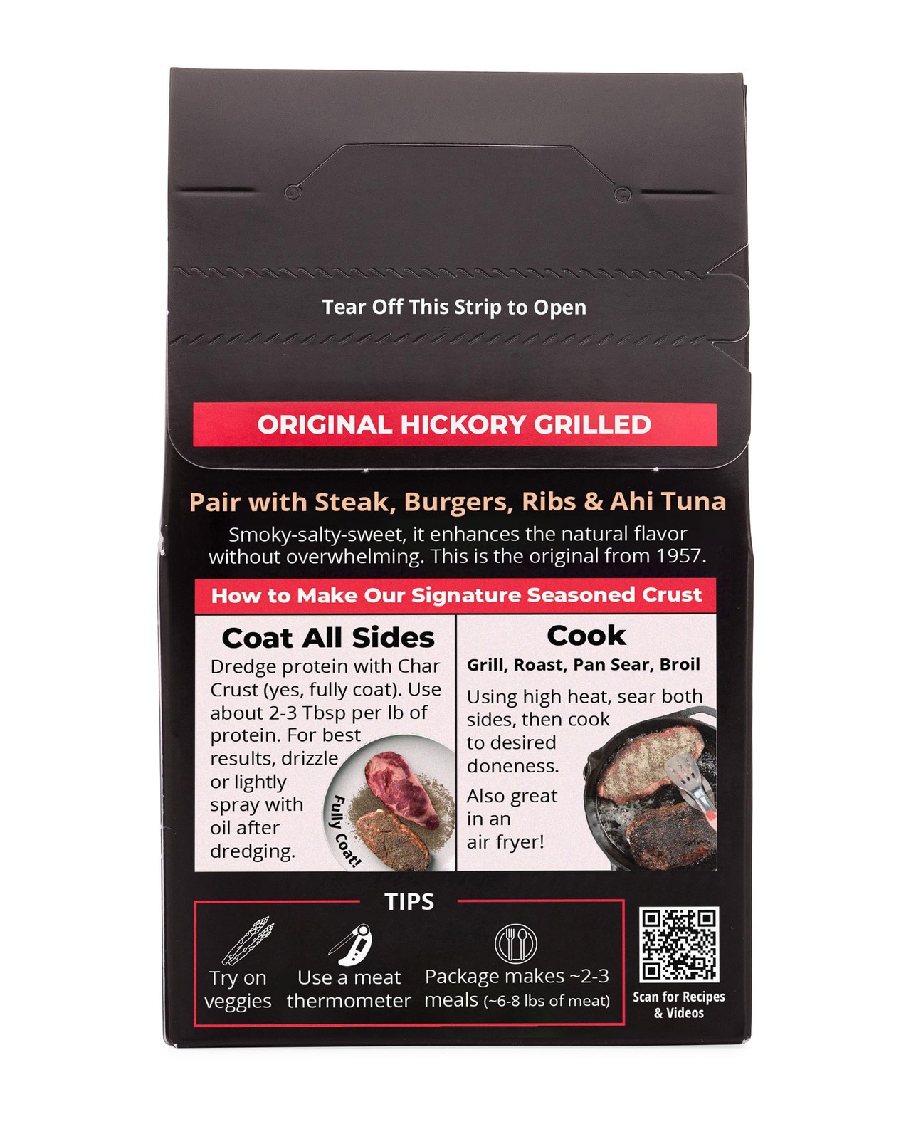 Char Crust Dry-Rub Seasonings Original Hickory 4 Ounce (Pack of 6), No Color