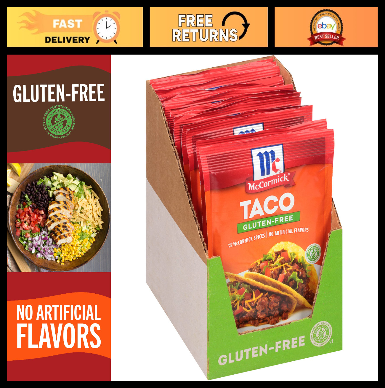 Gluten Free Taco Seasoning Mix – 1.25 oz Pack of 12 – Perfect for Tacos & Nachos
