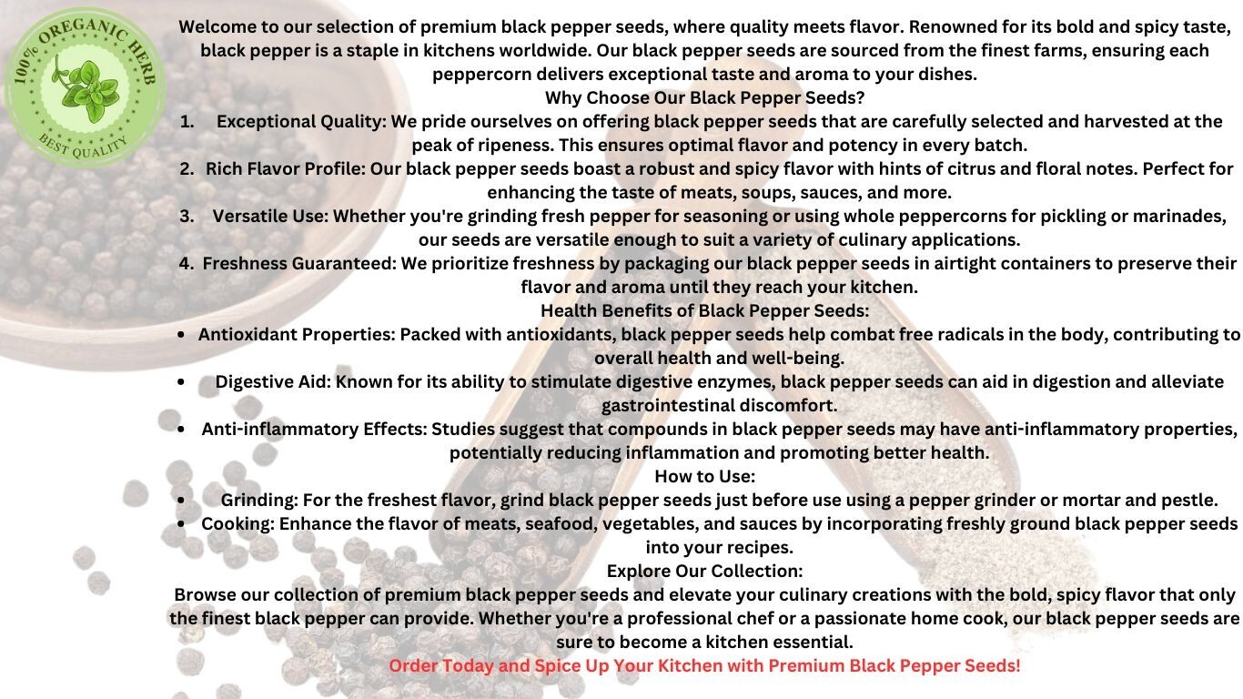 Black Pepper -100% Natural Organic Peppercorns,Pure Ceylon Spices from Sri Lanka