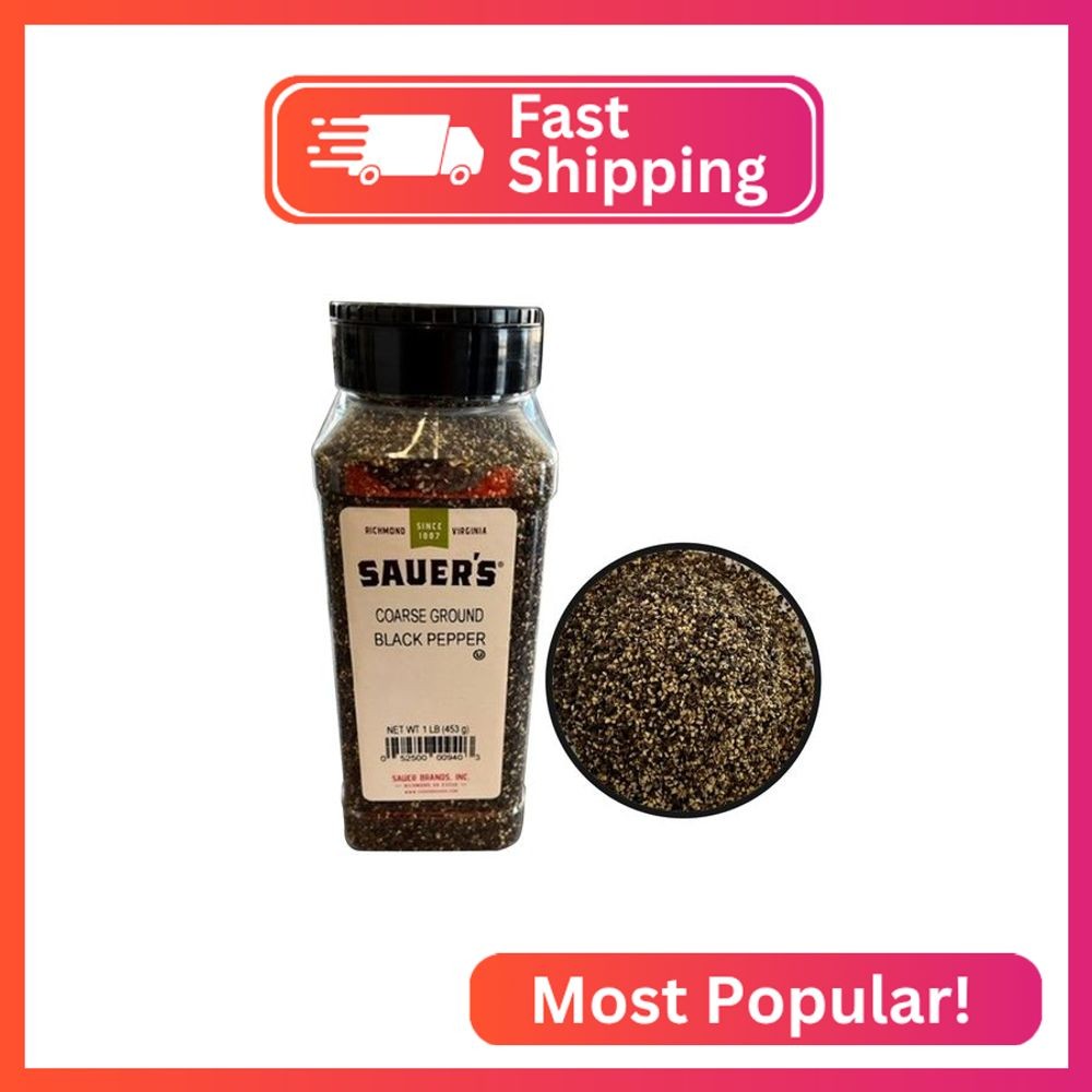 Sauer’s Coarse Ground Black Pepper | 1 Pound Canister | Foodservice