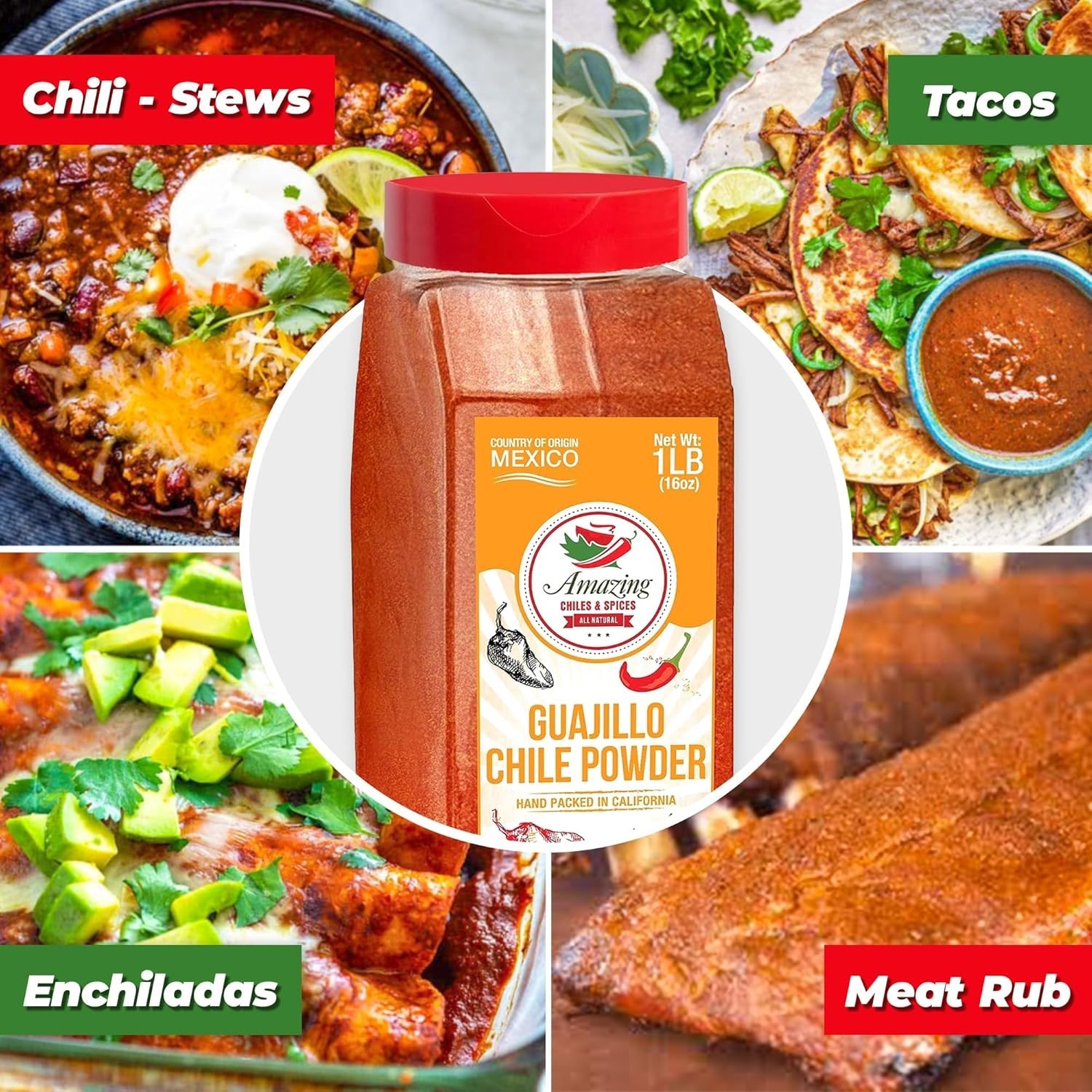 Chile Powder (48 oz Total) Ancho, Guajillo, Arbol for Dried Chiles Moles, Salsas