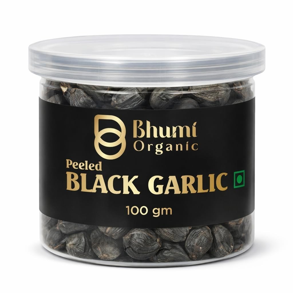 Bhumi Organic Black Garlic Cloves 100 GM Naturally Fermented Ready-to-Eat