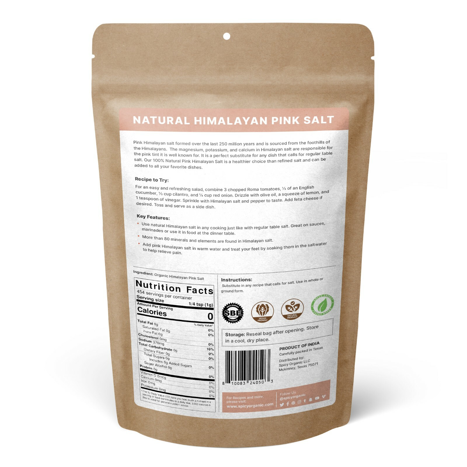 Natural Himalayan Salt – Kosher Free Pink Himalayan Salt -16 OZ