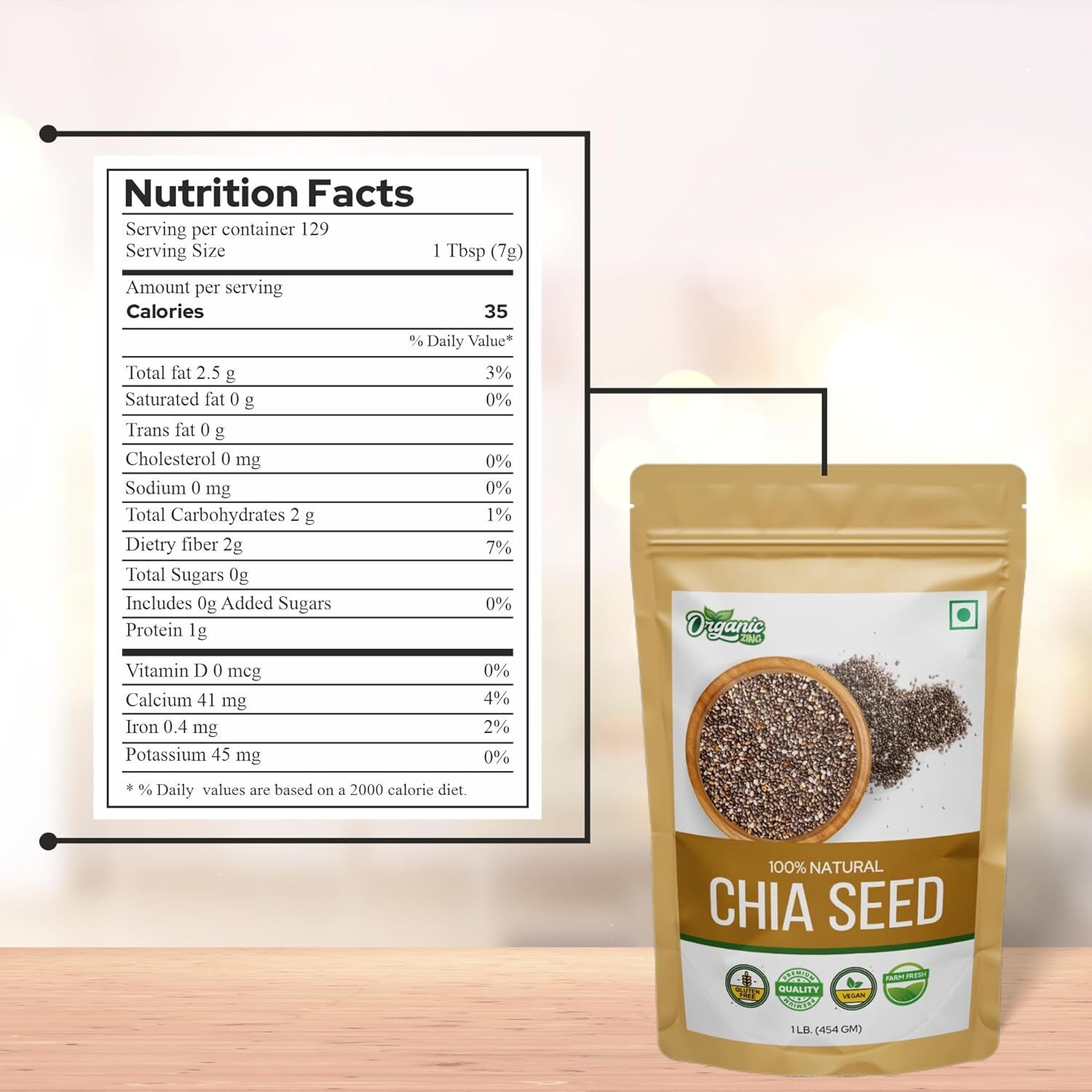 Organic Zing Chia Seeds 454gm