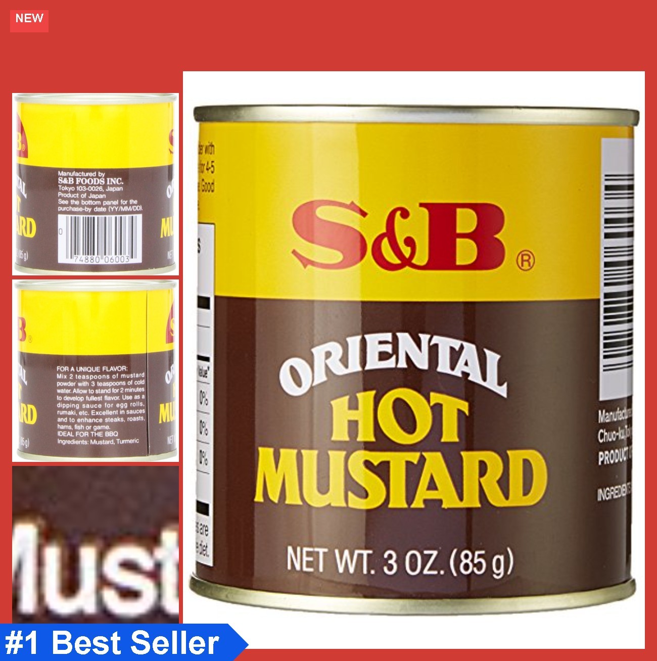 Hot Mustard Powder 3 Ounce Can Spicy Asian European American Cooking