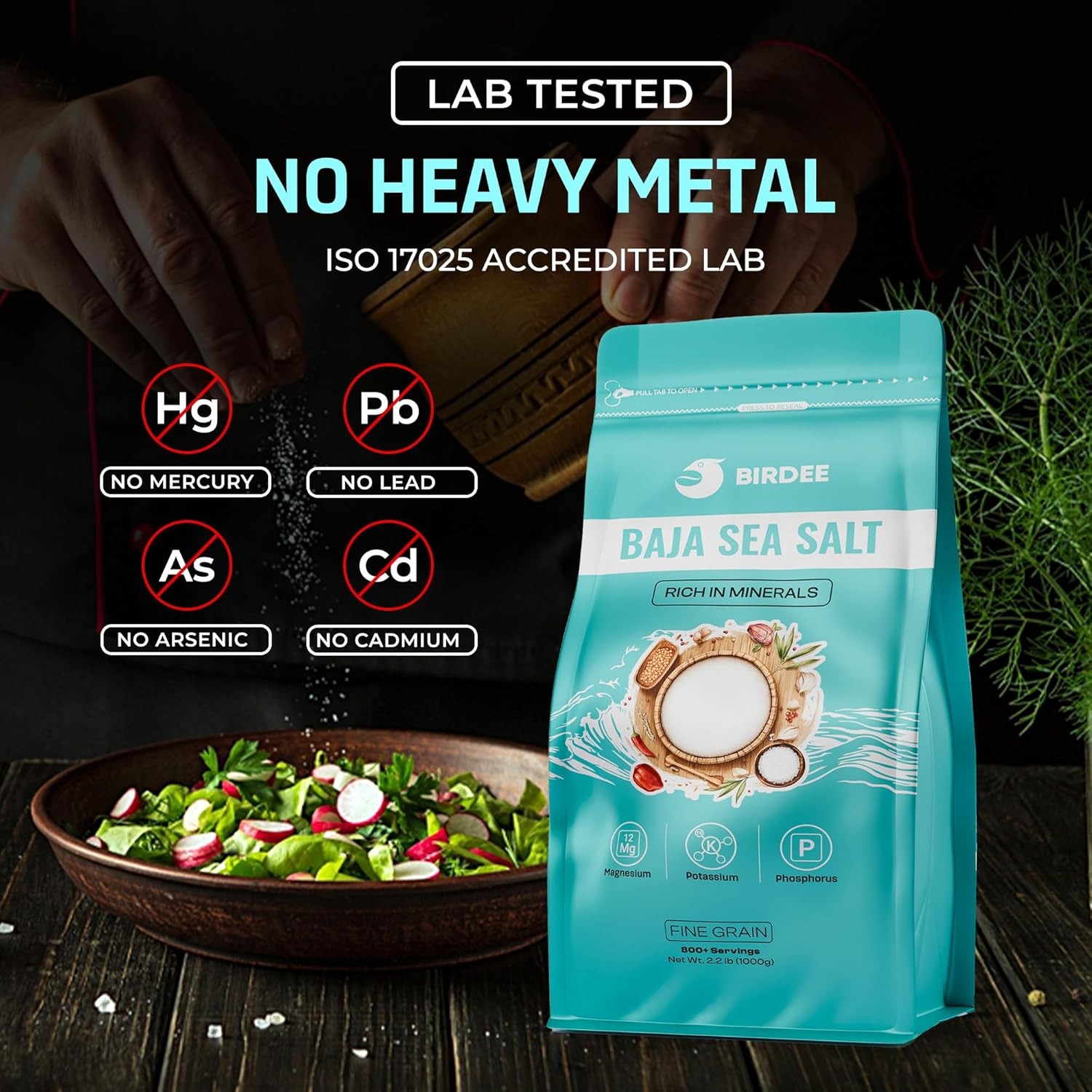 Birdee Baja Sea Salt 2.2 lb Fine Ground, 35.2 Ounce (Pack of 1)
