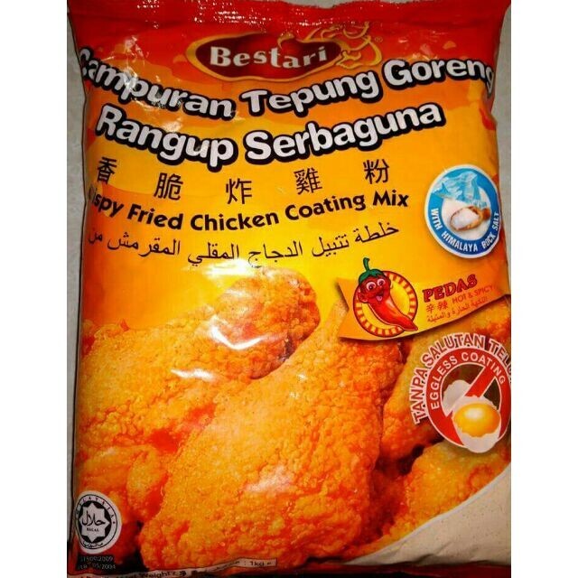 NEW 3 Original + 3 Spicy BESTARI FLOUR 1kg Best Crispy Chicken Coating Mix – DHL